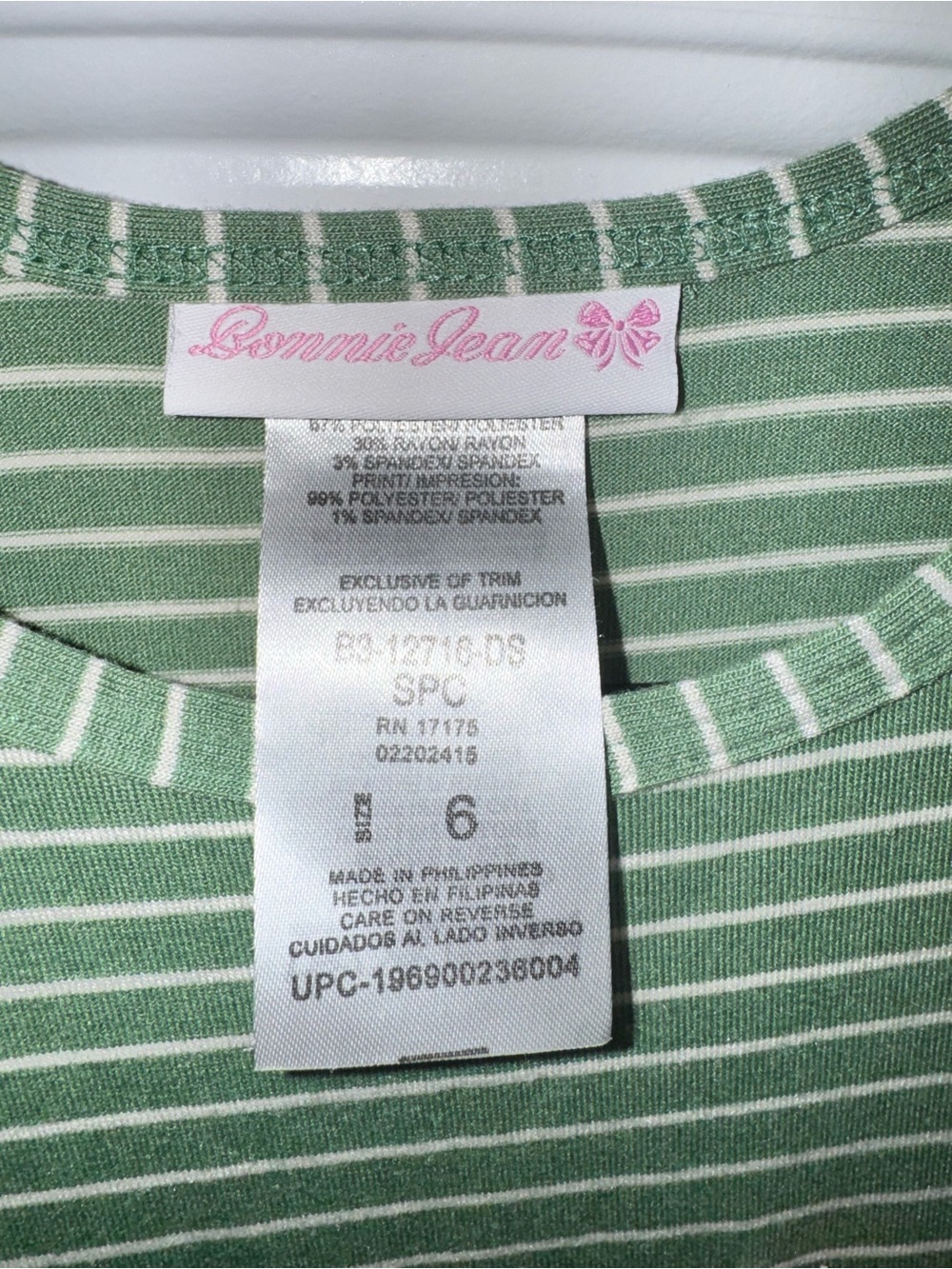Girls Green Striped & Orange Floral Tiered Dress - Picture 3 of 4